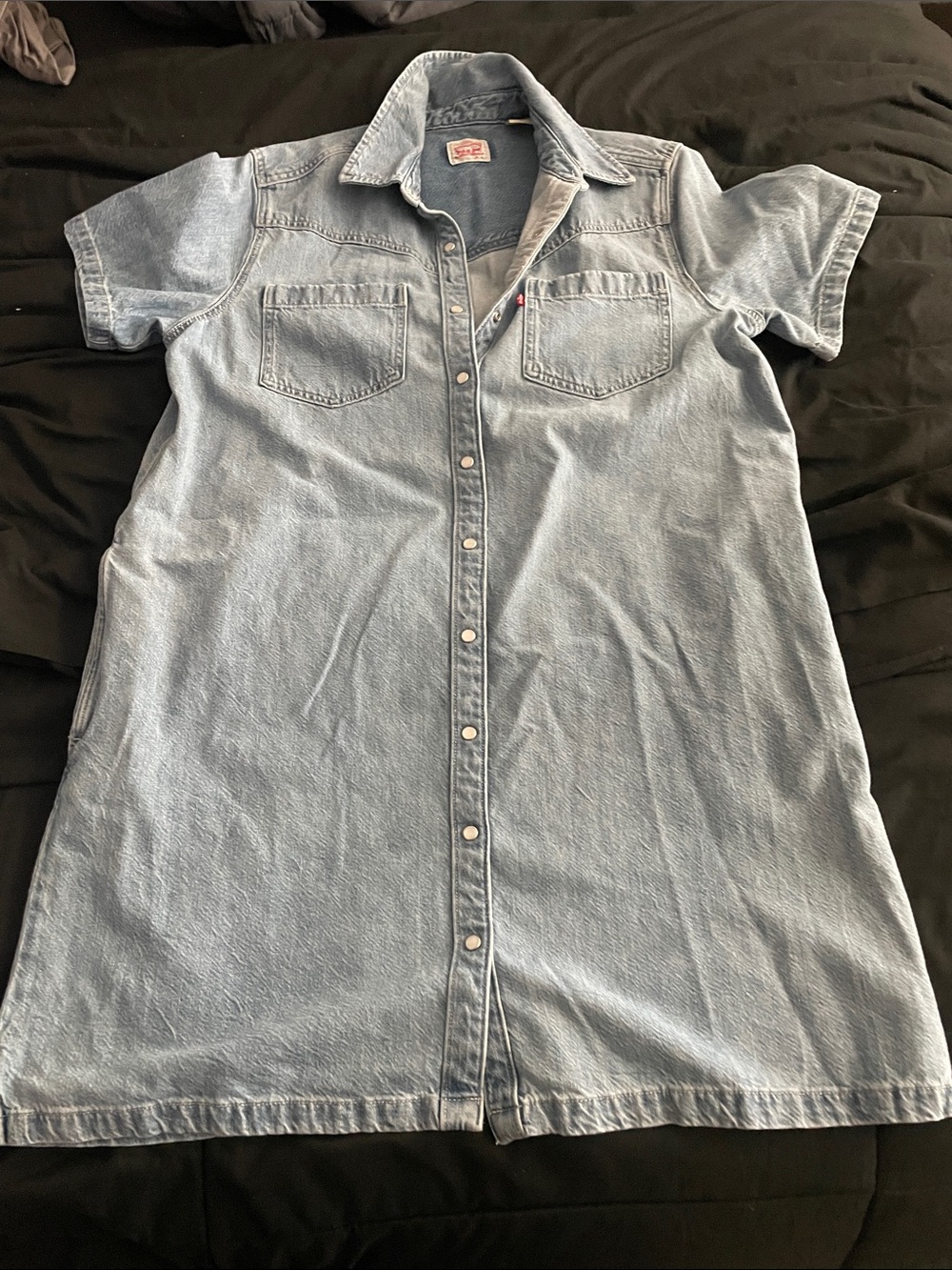 Levi's Light Blue Denim Snap-Front Shirt Dress